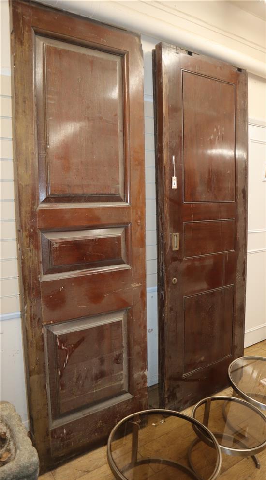 Four 19th century French mahogany internal doors H. approx. 232cm